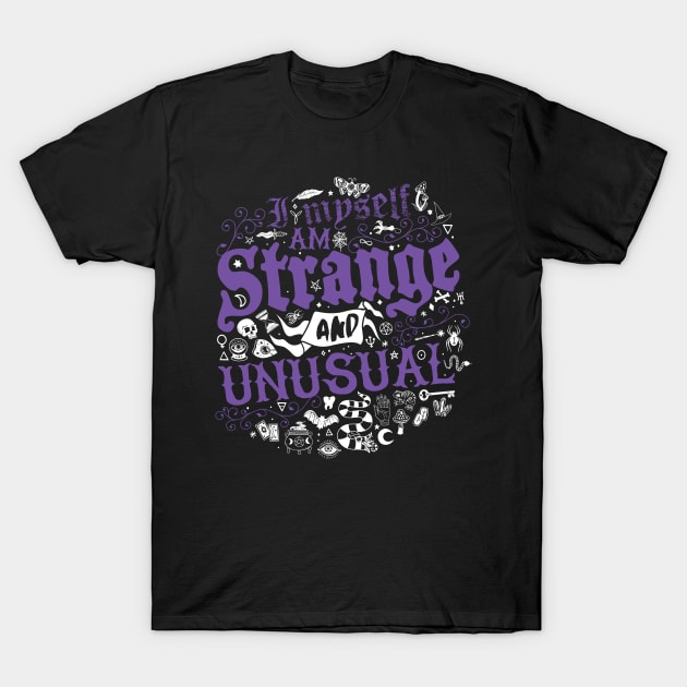 Strange and Unusual - Vintage Distressed Occult Witchcore Typography T-Shirt by Nemons